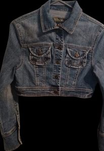 Womens Star Jeans Cropped Denim Jacket..size Medium